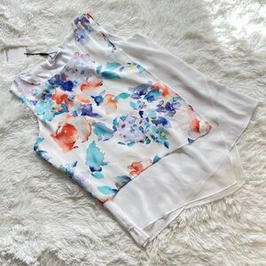 Calvin Klein Women’s Floral Layered Tank Top - High-Low Sleeveless Blouse NWT  M